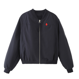 艾格新款宽松休闲棒球服短外套女2025圆领时尚百搭冲锋衣夹克上衣