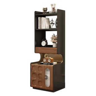 中古风床头柜书架一体家用卧室床边收纳柜置物架复古保险柜床边柜