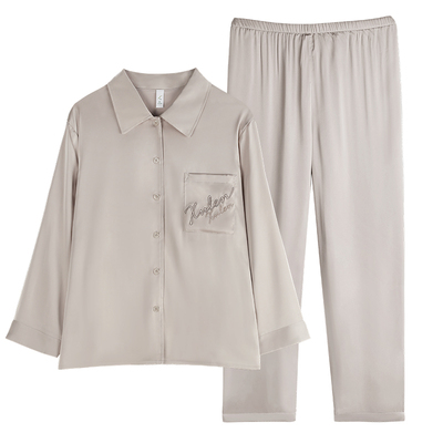 情侣睡衣女春秋冰丝薄款长袖