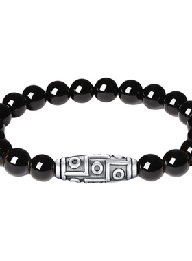 999足银黑玛瑙天珠手串