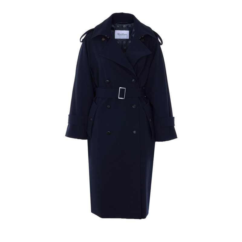 MAX MARA 女士蓝色羊毛华达呢风衣 26早春新款意大利代购正品鉴别