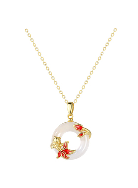 巷南999纯银锦鲤平安扣项链轻奢