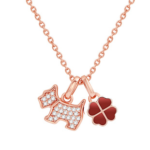 AGATHA/瑷嘉莎四叶草小狗项链高级感法式优雅锁骨链轻奢38礼物