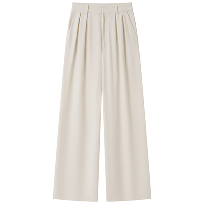 HaloLuu老钱风垂感白色西装裤