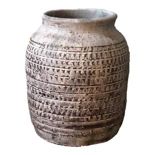 复古做旧粗陶盆高 、桩盆酒店软装干花插花花瓶摆件多肉绿植花盆