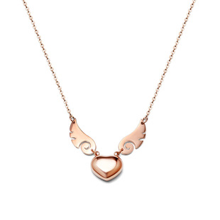 翅膀爱心项链 女钛钢锁骨链气质简约学生日韩版18K玫瑰金森系饰品