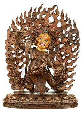 藏式红铜金刚手桌面装饰铜像摆件