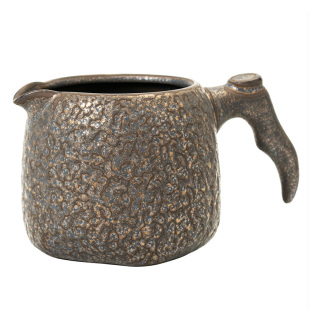 鎏金铁釉粗陶公道杯｜复古风石纹特色分茶杯锤纹茶海陶瓷功夫茶具