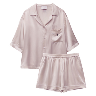 重磅真丝』桑罗100%桑蚕丝23姆米短袖睡衣女士套装可外穿家居服