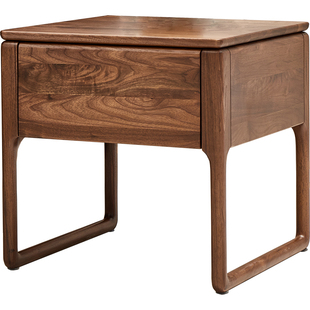 意式极简北美黑胡桃木角几轻奢实木小茶几客厅方几沙发边几床头柜