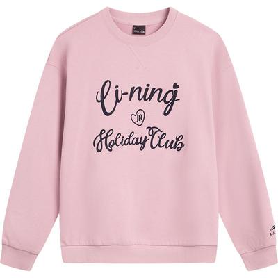 李宁女士刺绣圆领无帽卫衣