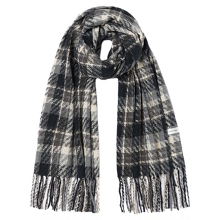 星月豚骨“东京暴雪”冬季深灰格子围巾男款韩系保暖加厚百搭围脖