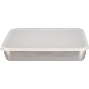 摩登主妇304不锈钢备菜盘饺子冷冻保鲜盒长方形配菜盘子家用托盘