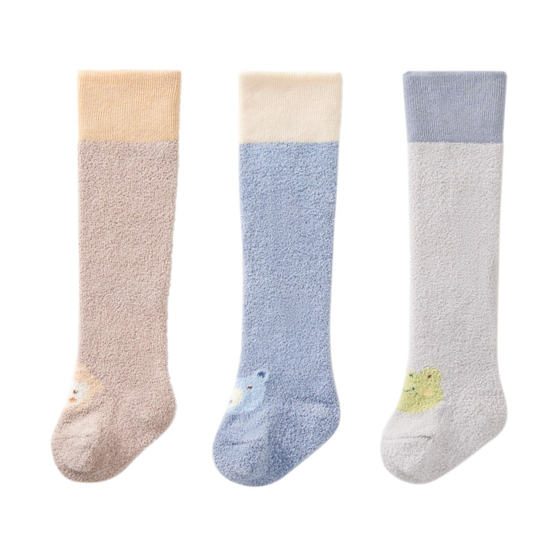 婴儿长筒袜秋冬加厚棉袜新生儿长袜宝宝加绒保暖毛圈过膝袜不勒腿