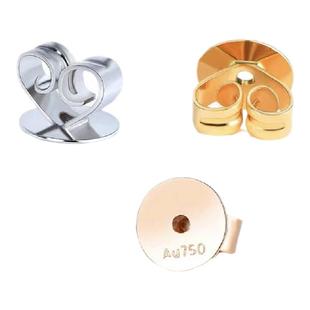 PT950铂金蝴蝶耳堵纯18K玫瑰金螺丝耳塞AU750白金黄金色耳钉配饰