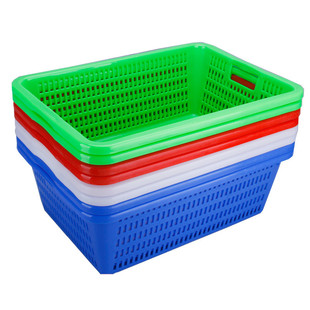 塑料篮子带手柄长方形大号商用厨房洗菜篮漏筐果蔬沥水收纳周转筐