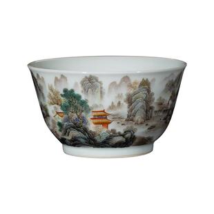 钟家窑收藏级茶器珐琅彩秋山乐居敞口杯品茶杯主人杯单杯功夫茶具