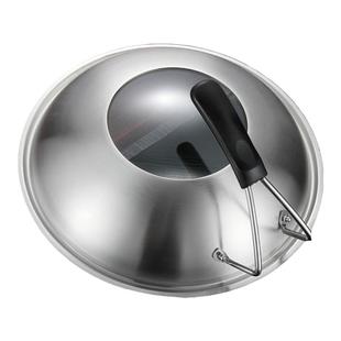 304不锈钢炒菜锅盖通用玻璃家用高拱30加高32大34寸炒锅盖子