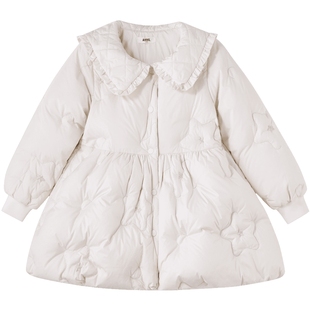 【商场同款】安奈儿童装女童中长款羽绒服冬收腰保暖AG345621