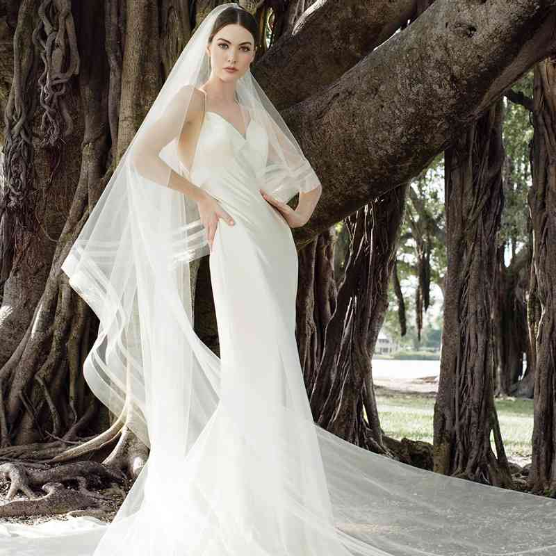 复古新娘拖地弹力网边高端户外拍照造型道具超长款仙婚礼婚礼头纱