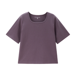 佐丹奴户外穿搭夏季黑科技凉感纯色简约风方领短袖T恤女13325234