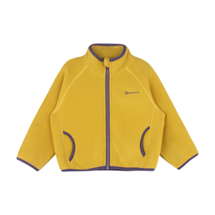 大耳象女童撞色拉链毛绒马甲外套冬新款宝儿休闲保暖运动校园上衣