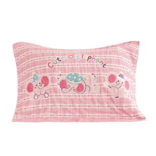 绑带防滑纯棉纱布八层枕巾一对装全棉简约枕头巾吸汗透气枕头盖巾