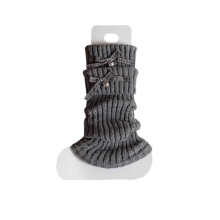 女童袜套秋冬季复古蝴蝶结堆堆袜子韩系儿童毛线针织保暖小腿腿套