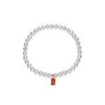 京润珍珠 招财18K金天然淡水珍珠4-5mm极光珠近圆形白色百搭手链D