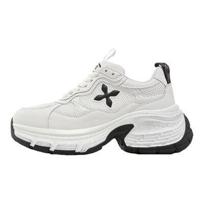 2024新款十字花厚底老爹鞋女增高显瘦运动休闲小白鞋真皮休闲鞋