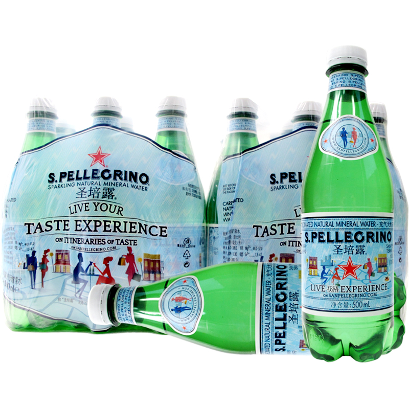 意大利進(jìn)口S.Pellegrino圣培露氣泡水500ml*24瓶米其林推薦佐餐水