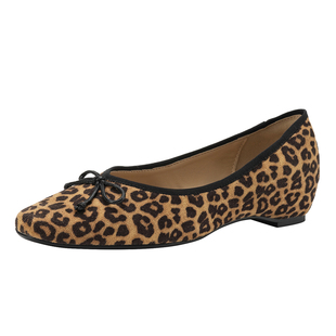 达芙妮豹纹单鞋女2026春季新款法式气质方头平底鞋内增高浅口瓢鞋