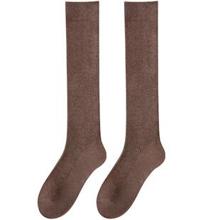 羊毛小腿袜子女秋冬加绒加厚白色长筒袜冬季半截中筒孕妇月子长袜