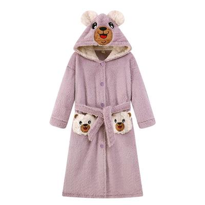 猫人儿童保暖锁温法兰绒长袖睡袍