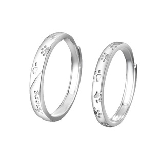 ZESHUO小狗的爱 情侣对戒999纯银原创设计狗爪可爱一对款足银戒指