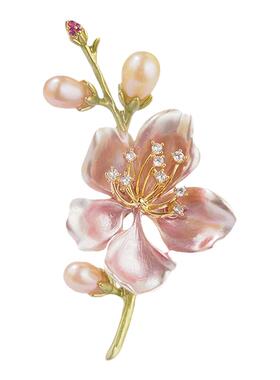 气质淡水珍珠玉兰花胸针