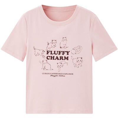 乐町2024夏季新款合体前胸图案短袖T恤C1CNE2264