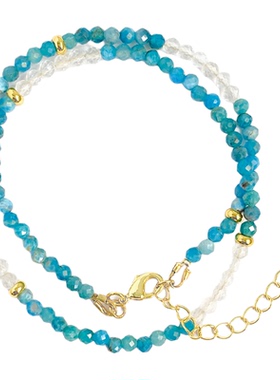 暖历蓝精灵天然白水晶双圈手链