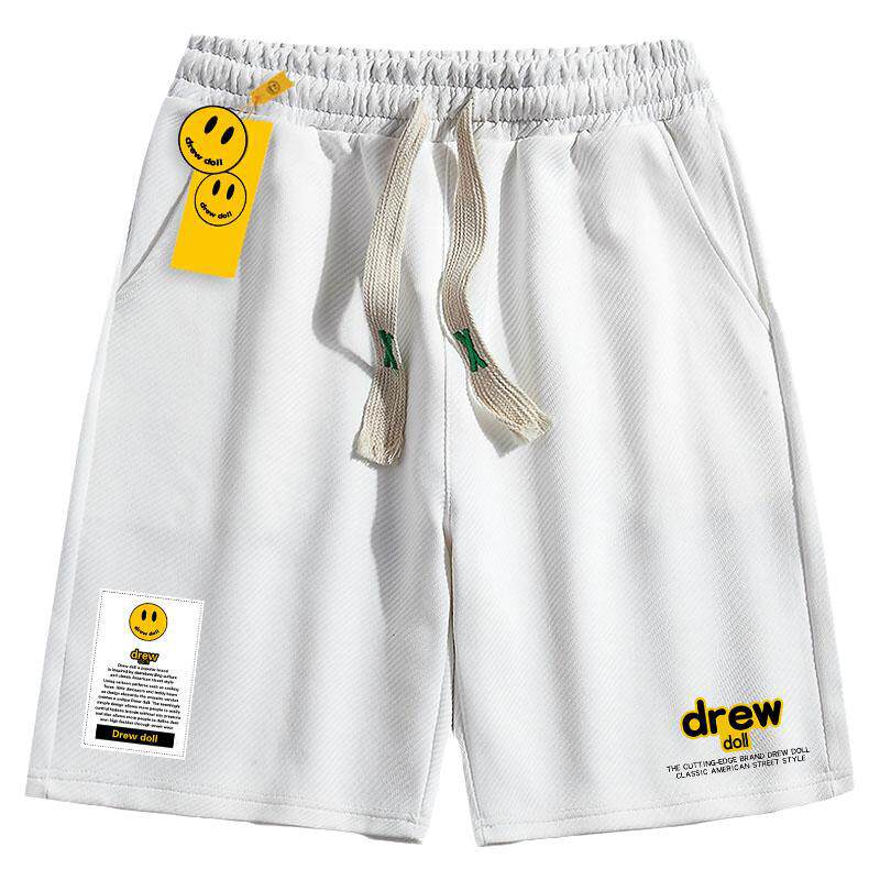 drew联名正品美式休闲男女士运动短裤笑脸潮牌纯色卡通印花五分裤