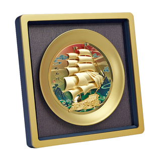 一帆风顺帆船摆件招财金箔画乔迁新居搬家客厅办公室公司开业礼物