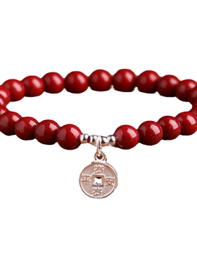 正品朱砂手串女纯银岁岁平安