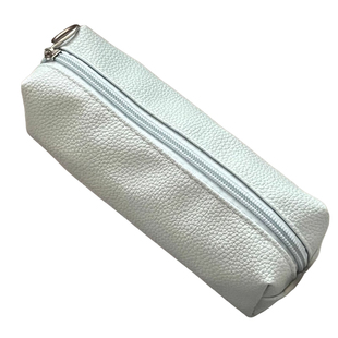 金金兔韩式休闲简约风天蓝色皮质笔袋拉链文具笔袋学生办公收纳包