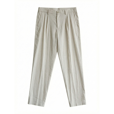 JSSDHOMME亚麻直筒单褶休闲裤