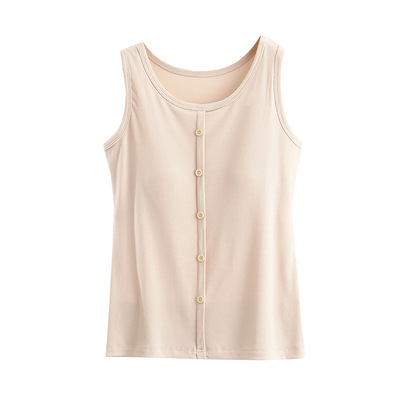 女士背心带胸罩一体式纯棉开衫