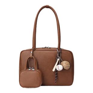 稻草人保龄球女包2025新款手提包复古风百搭休闲单肩斜挎包女正品