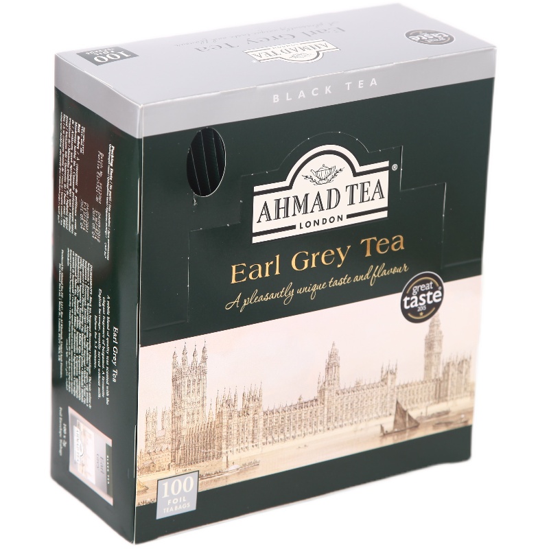 AHMAD TEA亞曼格雷伯爵英式早餐紅茶綠茶餐飲烘焙100個(gè)袋泡茶包