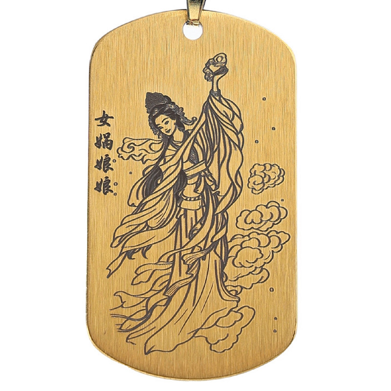 钛金女娲娘娘神像吊坠