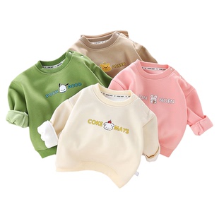 宝宝加绒卫衣秋冬季加厚一体绒男女小童保暖上衣内搭婴儿童打底衫