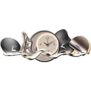 高级感石来运转客厅装饰画带钟表轻奢沙发背景墙面挂画发光壁灯画