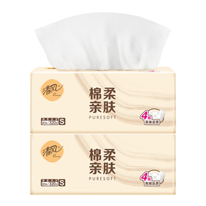 清风抽纸棉柔纸巾4层加厚餐巾纸